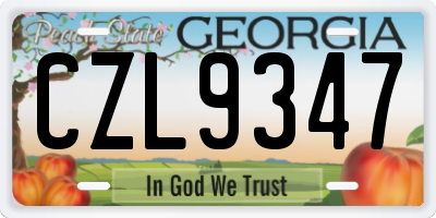 GA license plate CZL9347
