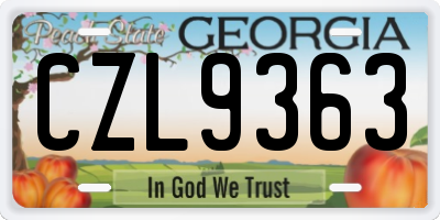 GA license plate CZL9363