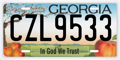 GA license plate CZL9533