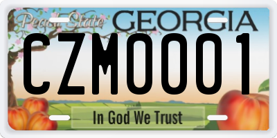 GA license plate CZM0001