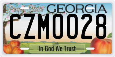 GA license plate CZM0028