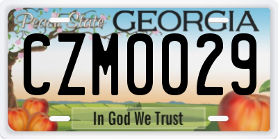GA license plate CZM0029