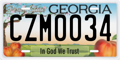 GA license plate CZM0034