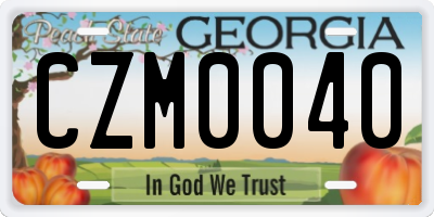 GA license plate CZM0040