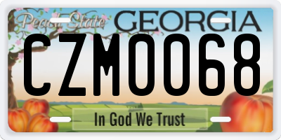 GA license plate CZM0068