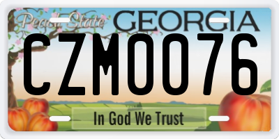 GA license plate CZM0076