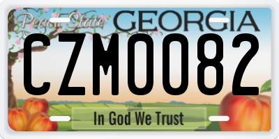 GA license plate CZM0082