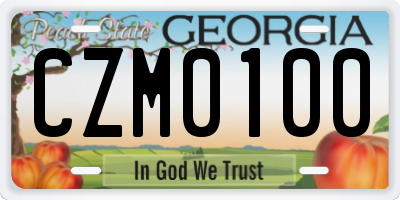 GA license plate CZM0100