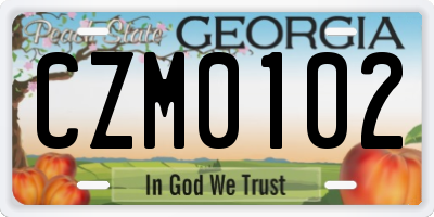 GA license plate CZM0102