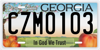GA license plate CZM0103