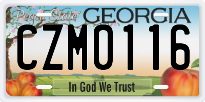 GA license plate CZM0116
