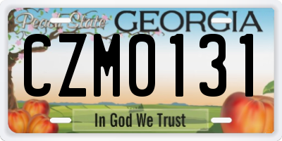 GA license plate CZM0131