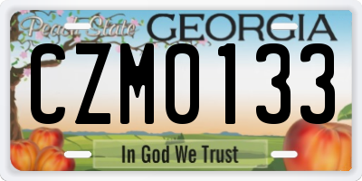 GA license plate CZM0133