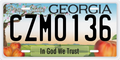 GA license plate CZM0136
