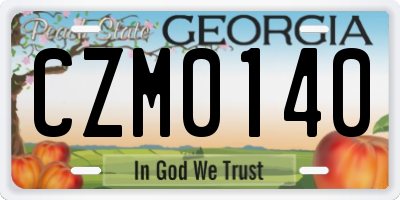 GA license plate CZM0140