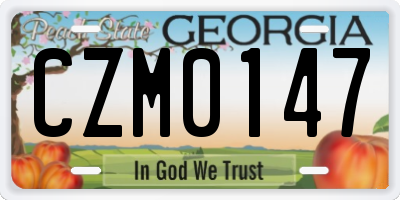 GA license plate CZM0147