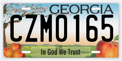 GA license plate CZM0165