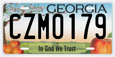 GA license plate CZM0179