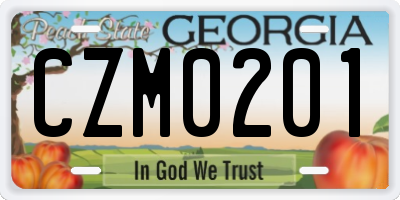 GA license plate CZM0201