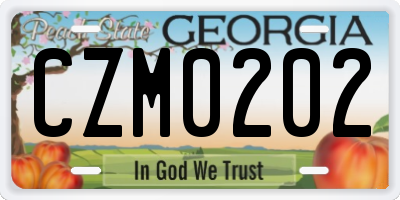 GA license plate CZM0202