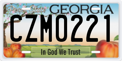 GA license plate CZM0221