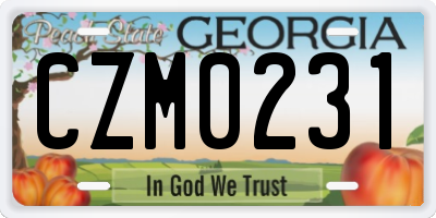 GA license plate CZM0231