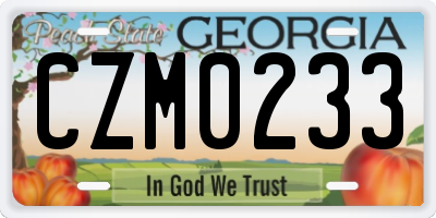 GA license plate CZM0233