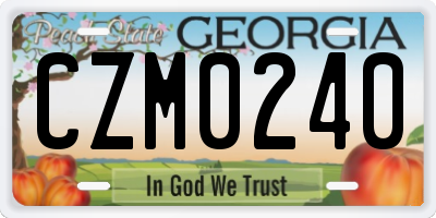 GA license plate CZM0240