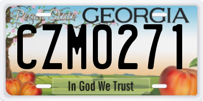 GA license plate CZM0271