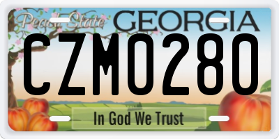 GA license plate CZM0280