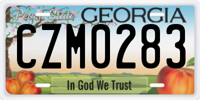 GA license plate CZM0283
