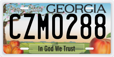GA license plate CZM0288