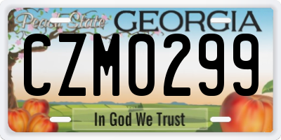 GA license plate CZM0299