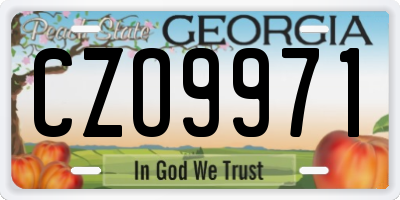 GA license plate CZO9971