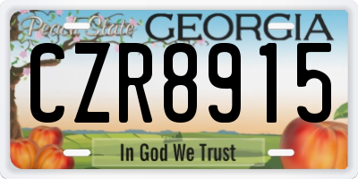 GA license plate CZR8915