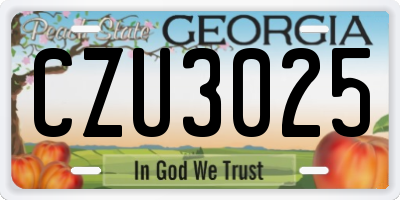 GA license plate CZU3025