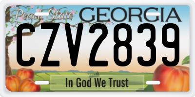 GA license plate CZV2839
