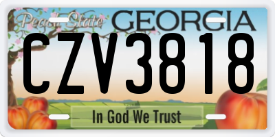 GA license plate CZV3818