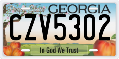GA license plate CZV5302