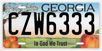 GA license plate CZW6333
