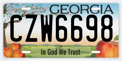 GA license plate CZW6698