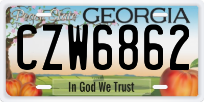 GA license plate CZW6862