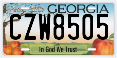 GA license plate CZW8505