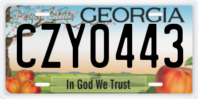 GA license plate CZY0443