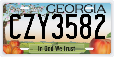 GA license plate CZY3582