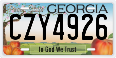 GA license plate CZY4926