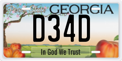 GA license plate D34D