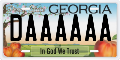 GA license plate DAAAAAA