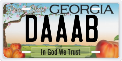 GA license plate DAAAB