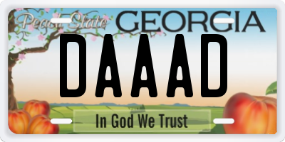 GA license plate DAAAD